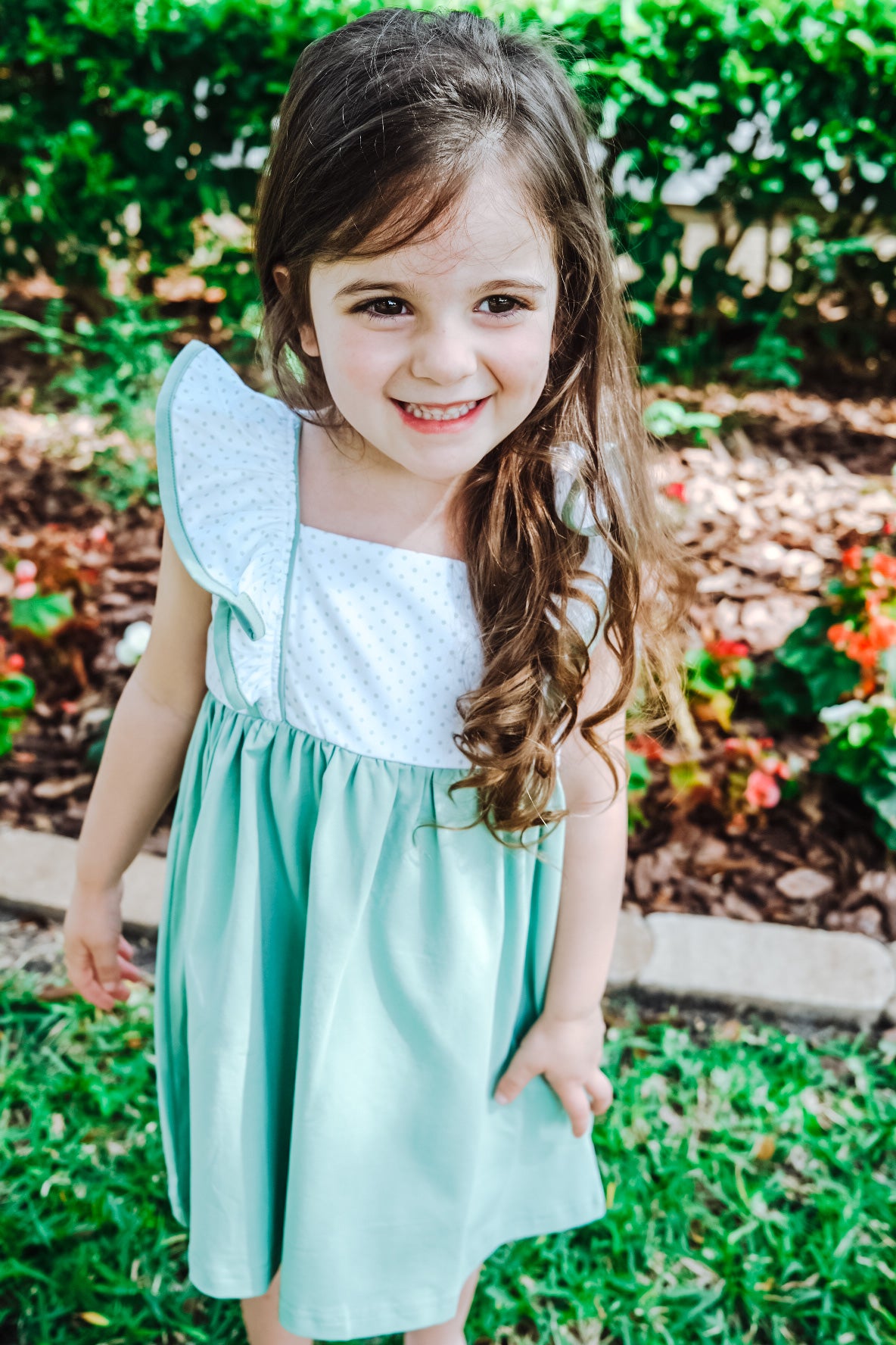 Sage Dot Girls Dress