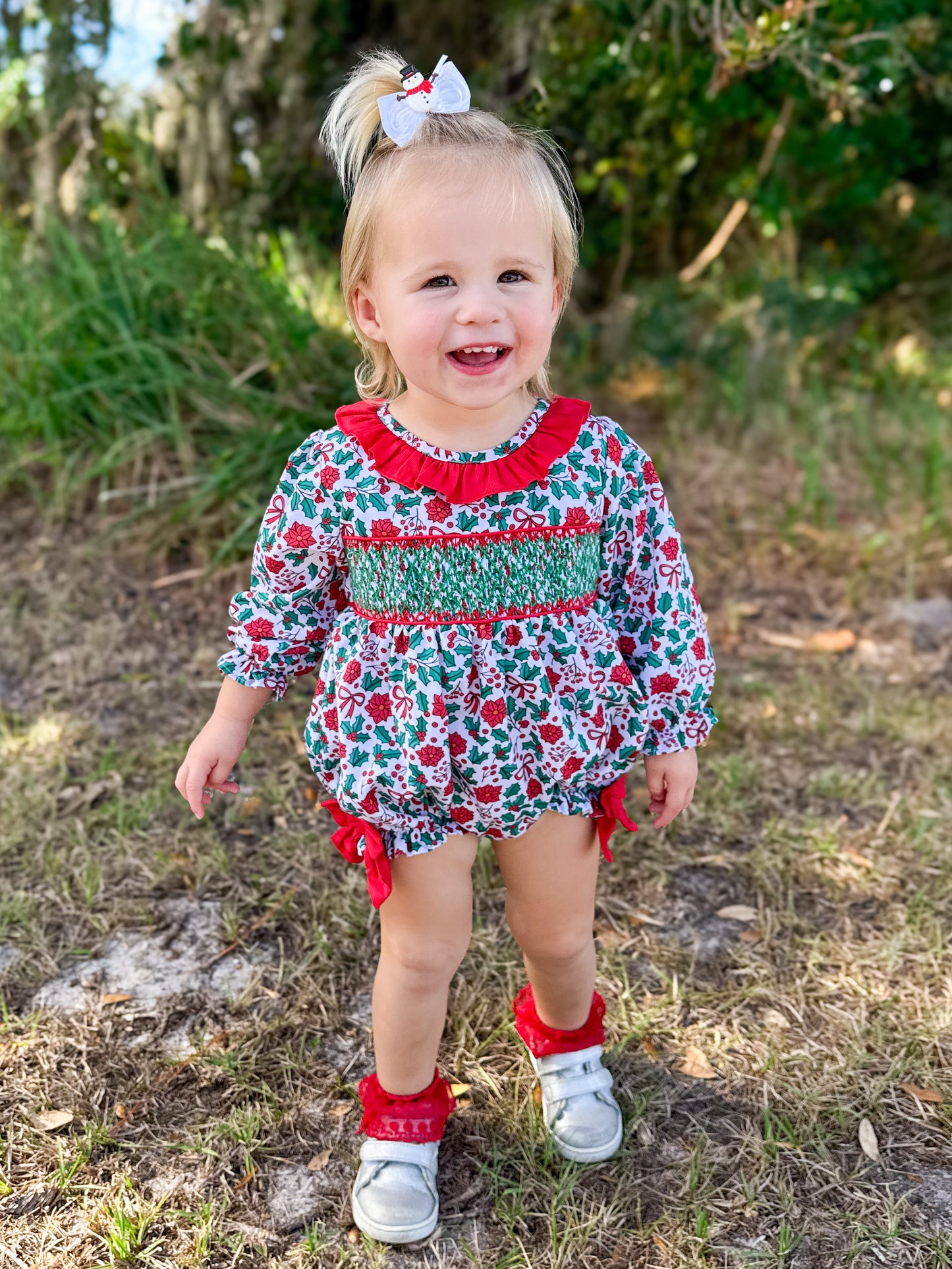 Holly Jolly Smocked Bubble