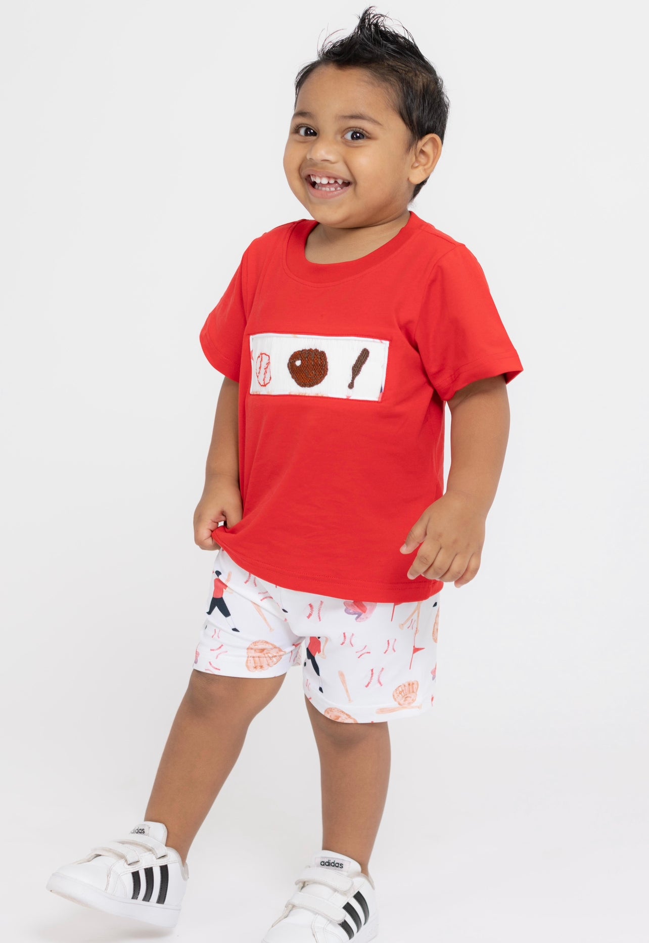 Baseball Smocked Short Set