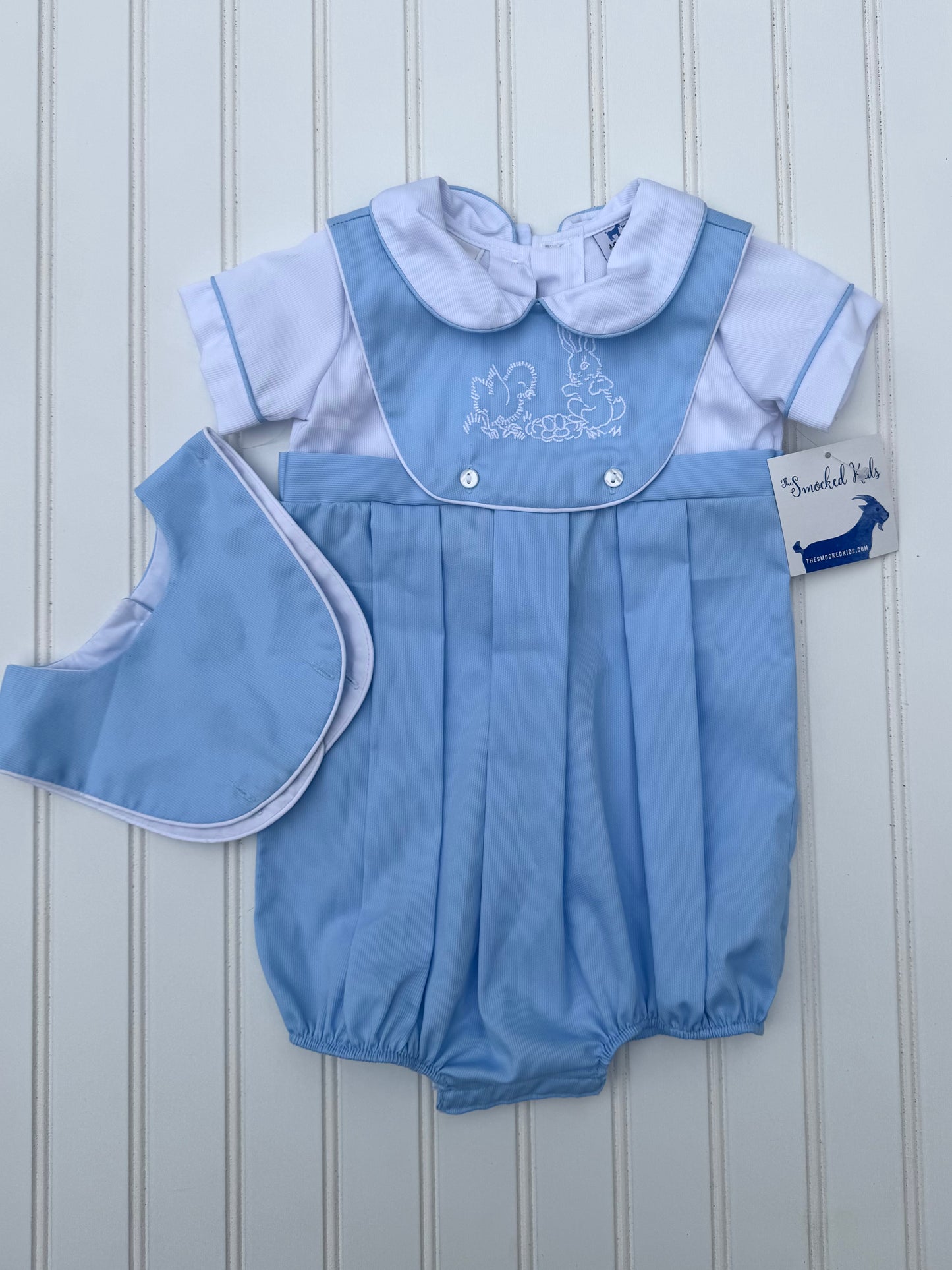 Blue Bubble with Peter Pan Shirt (includes Easter Bib & Plain Bib)