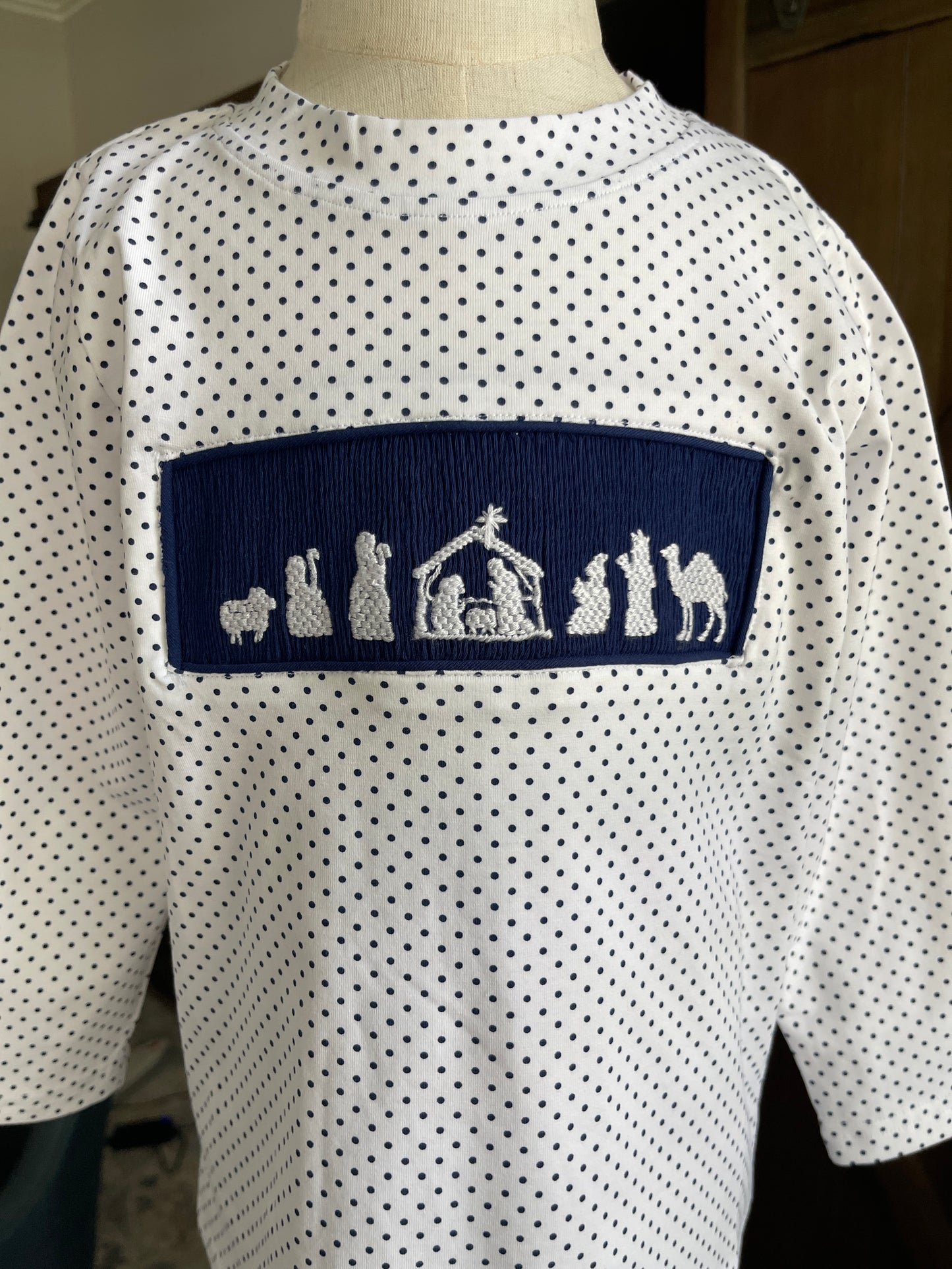 Nativity Scene Smocked Boys Pant Set