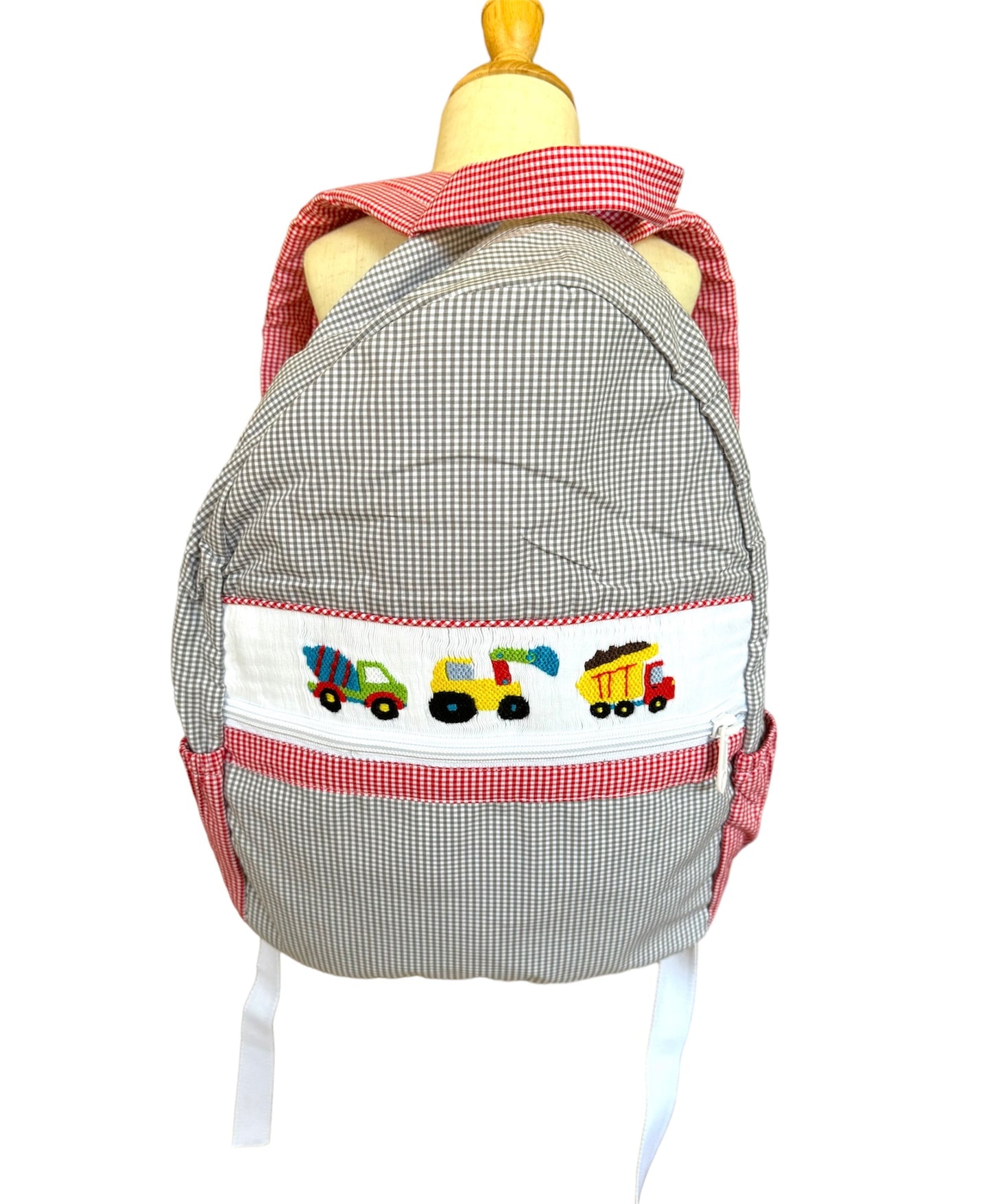 Construction Truck Hand Smocked Backpack