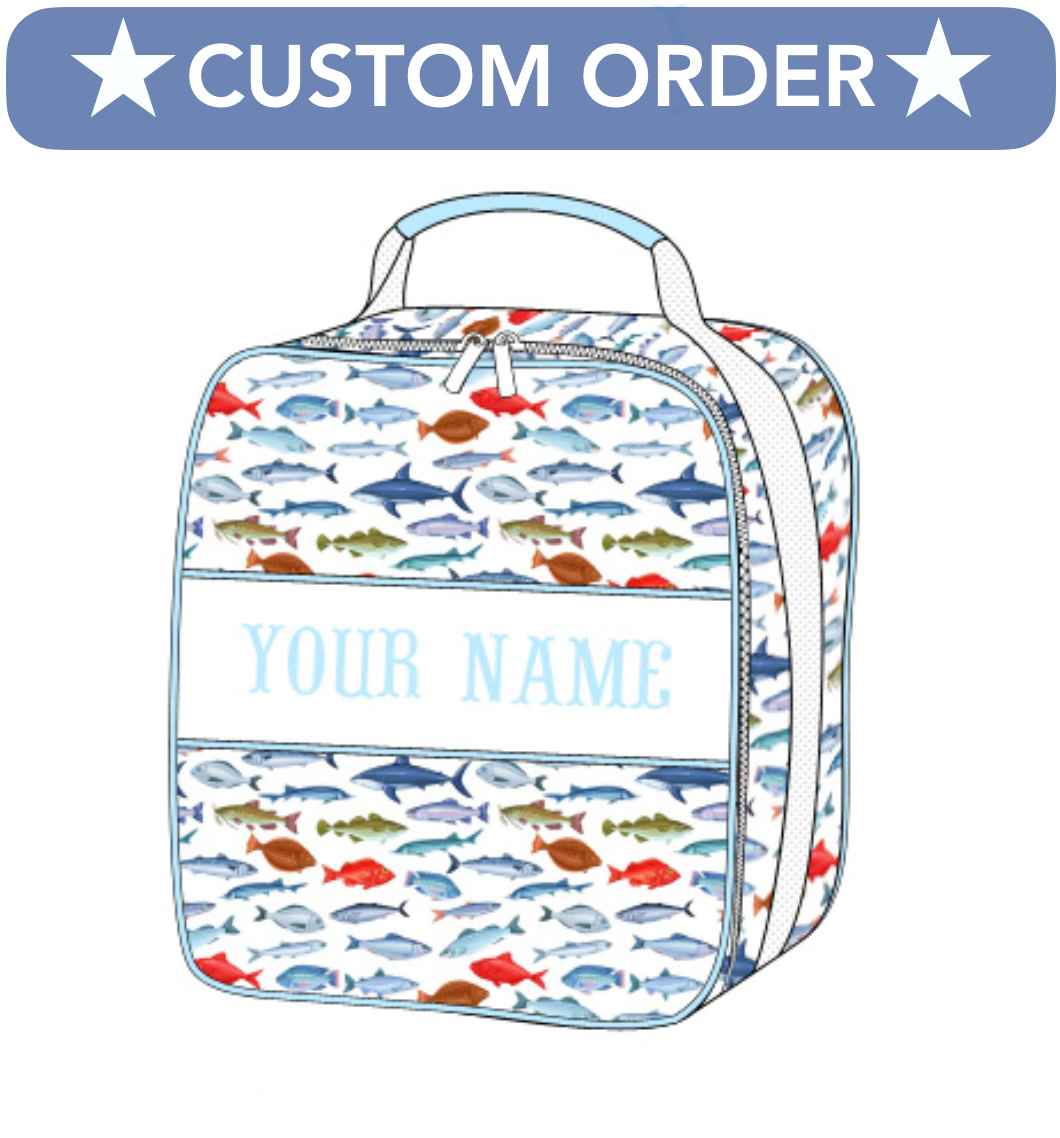 Name Smocked Fishing Lunchbox