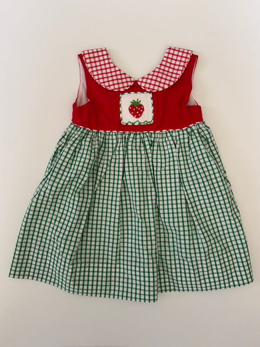 Strawberry Smocked Collared Dress