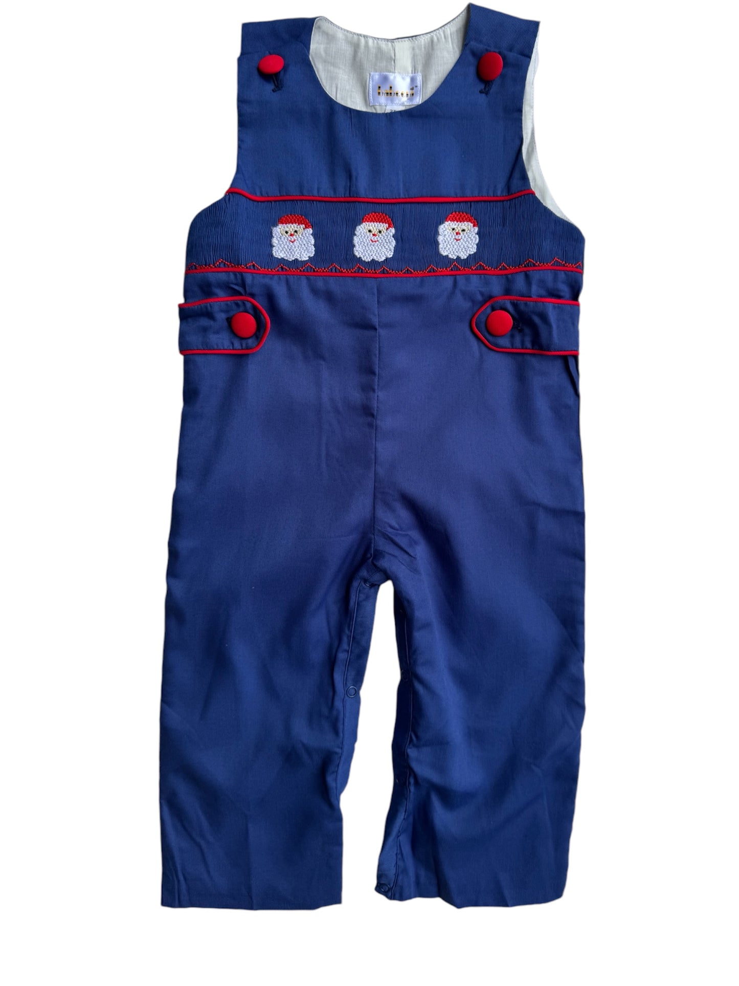 Santa Smocked Navy Longall