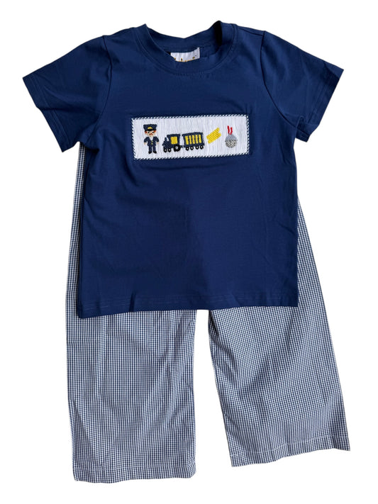 North Pole Train Smocked Pant Set